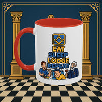 Masonic Mugs Ready to Go – Eat Sleep Lodge Repeat (Accent Coloured 11oz Mug) Printify