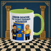 Masonic Mugs - Junior Deacon: Tea Break Truce, Masonic Brotherhood Cartoon, Junior Deacon Printify