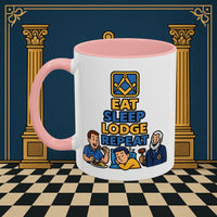 Masonic Mugs Ready to Go – Eat Sleep Lodge Repeat (Accent Coloured 11oz Mug) Printify
