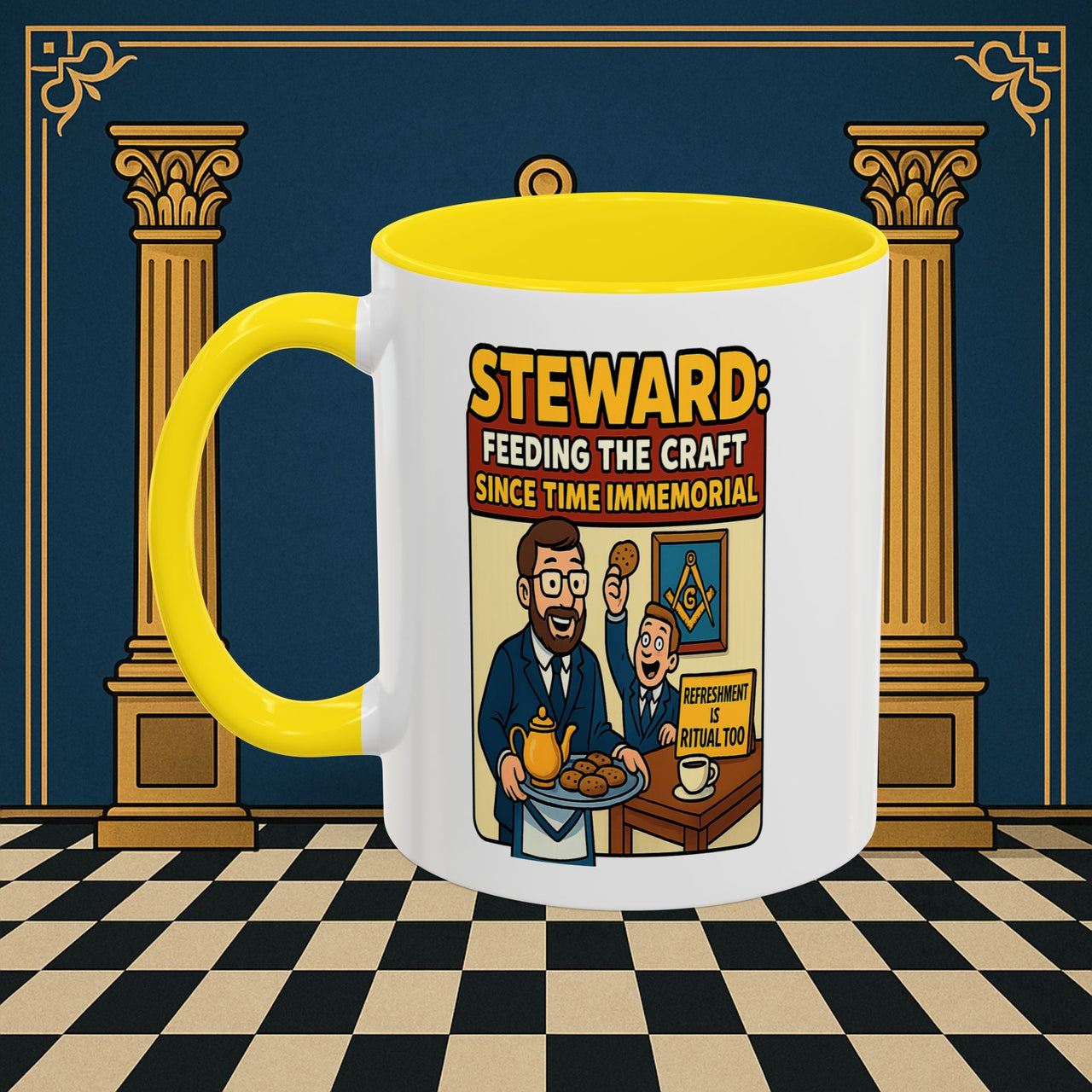 Masonic Mugs - Feeding Freemasonry's Fellowship - Steward Printify