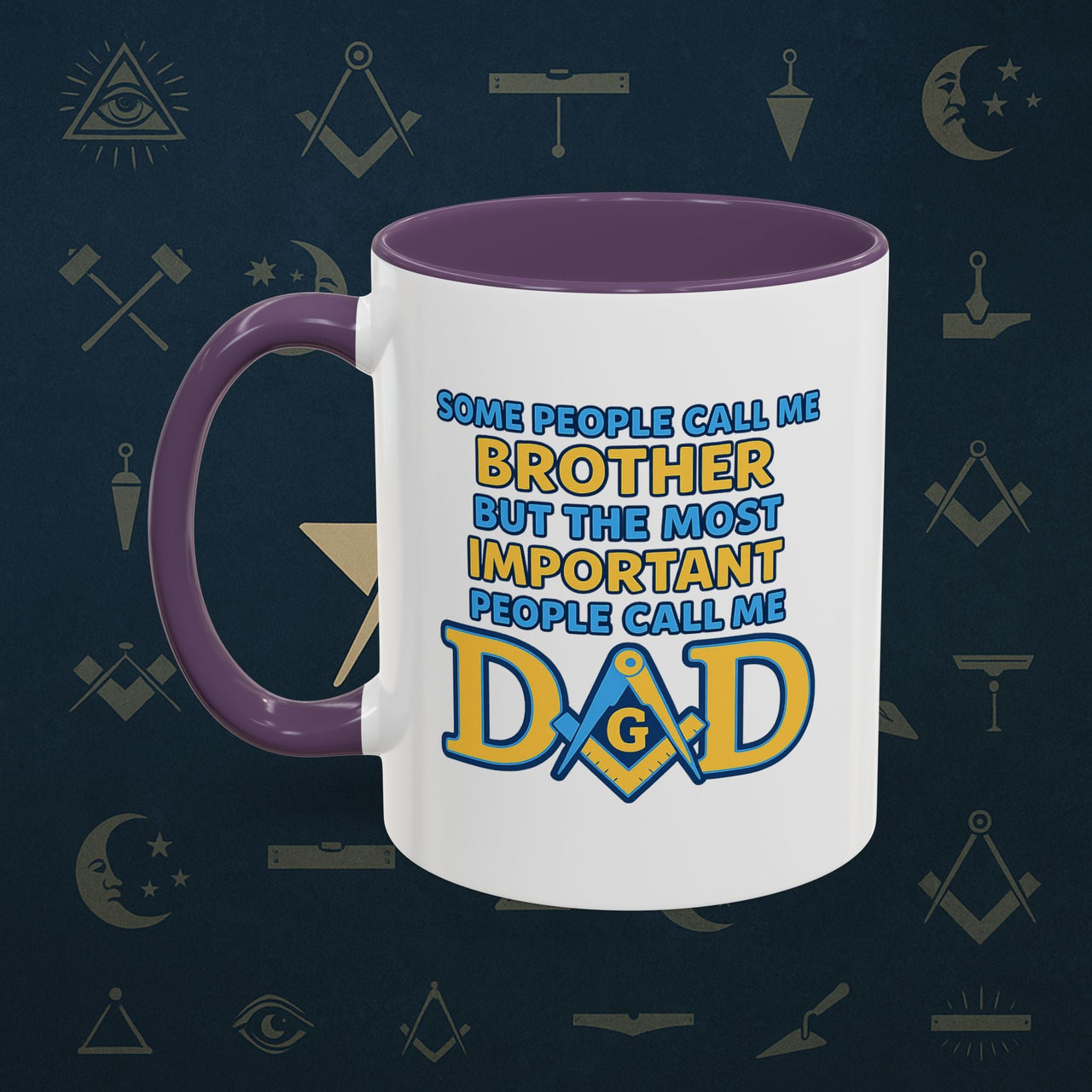 Masonic Mugs Ready to Go – Brother and Dad (Accent Coloured 11oz Mug) Printify