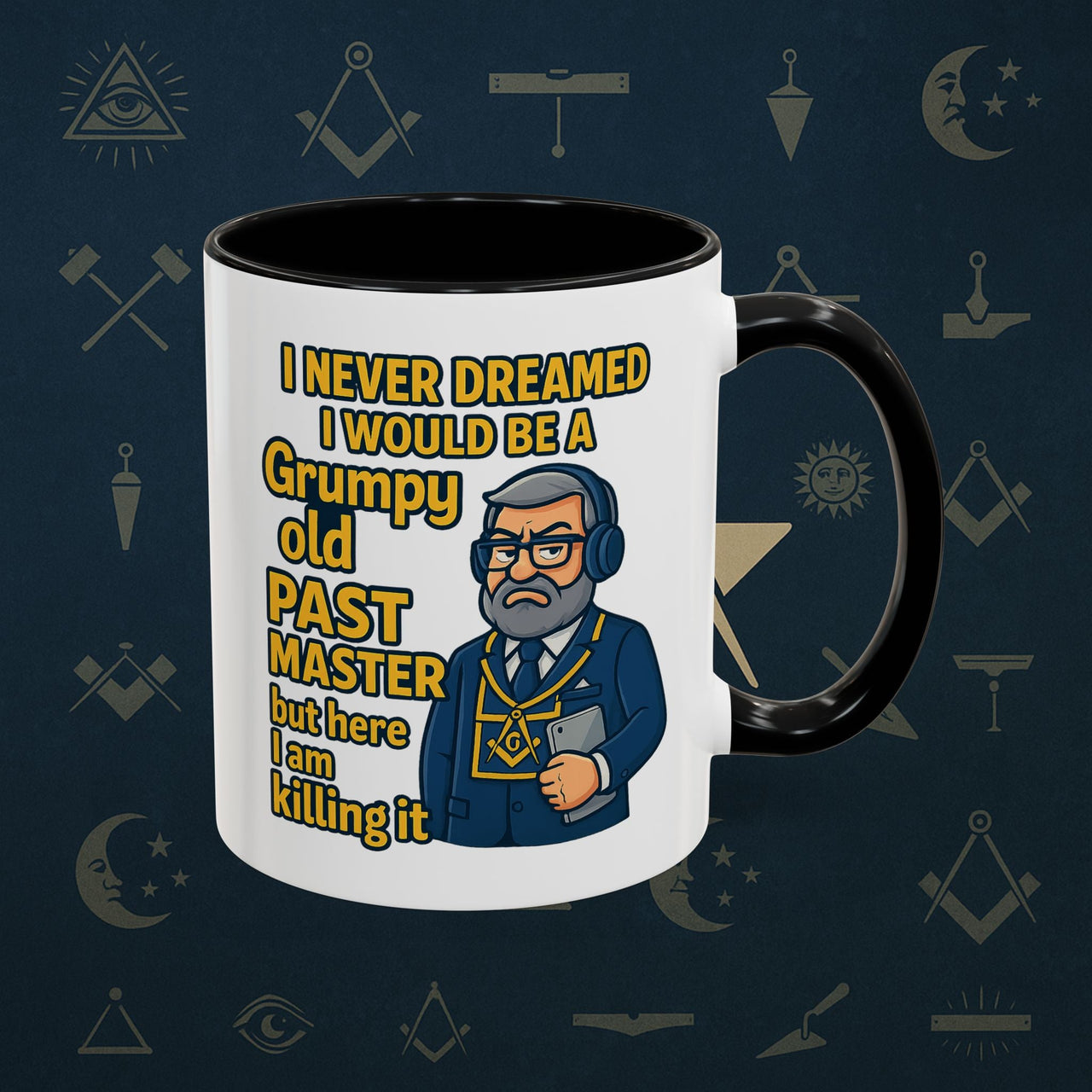 Masonic Mugs – Grumpy Old Past Master (Accent Coloured 11oz Mug) Printify
