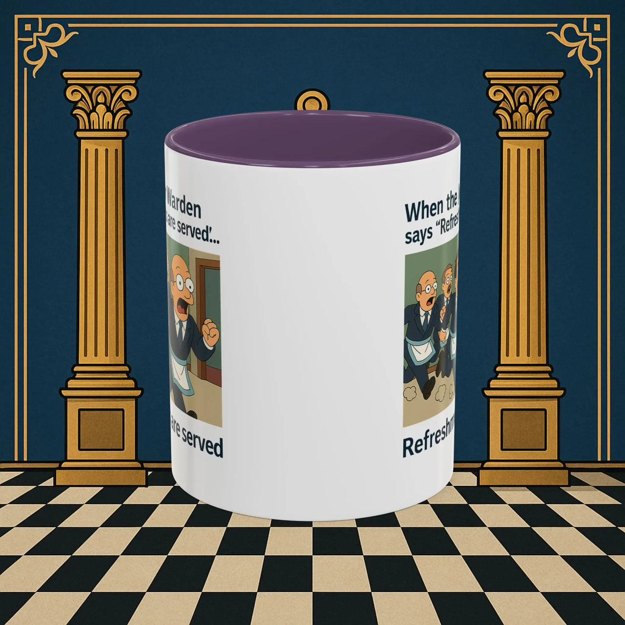 Masonic Mugs Ready to Go – Refreshments Are Served (Accent Coloured 11oz Mug) Printify