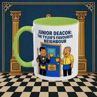 Masonic Mugs - Junior Deacon: Tea Break Truce, Masonic Brotherhood Cartoon, Junior Deacon Printify