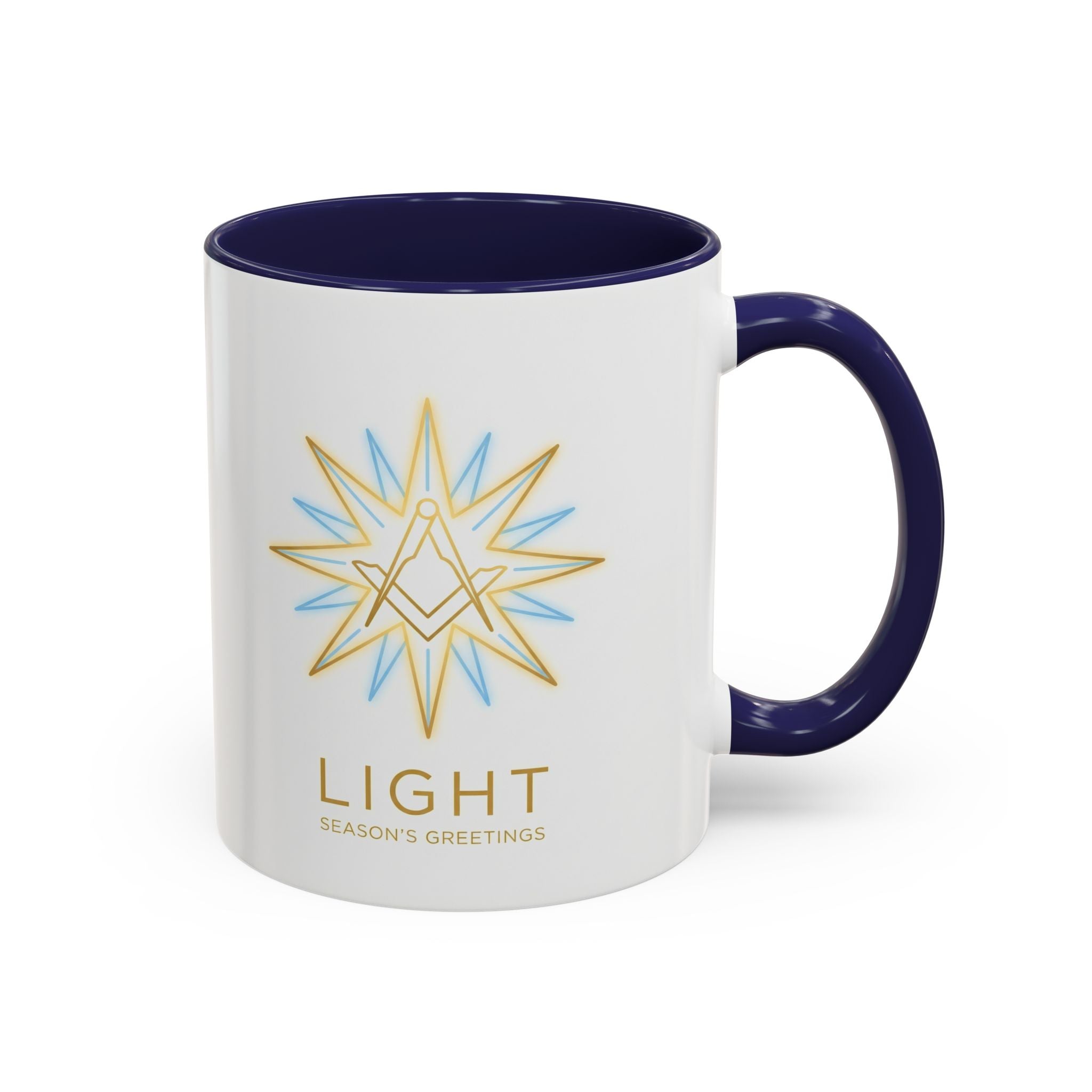 Light Season's Greetings Accent Coffee Mug — Holiday Star Emblem Printify