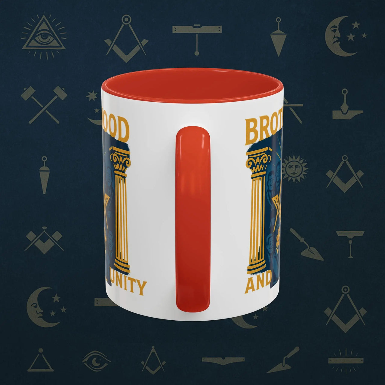 Masonic Mugs Ready to Go – Brotherhood and Unity (Accent Coloured 11oz Mug) Printify