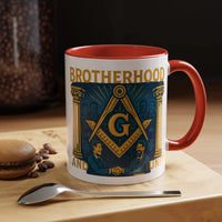 Masonic Mugs Ready to Go – Brotherhood and Unity (Accent Coloured 11oz Mug) Printify