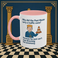 Masonic Mugs Ready to Go – Past Master with a Traffic Cone (Accent Coloured 11oz Mug) Printify