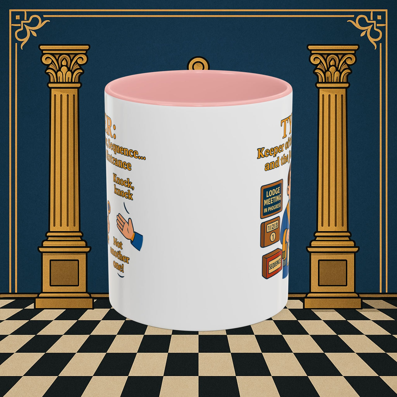 Masonic Mugs - Tyler's Doorway Dilemma - Tyler Printify