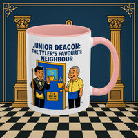 Masonic Mugs - Junior Deacon: Tea Break Truce, Masonic Brotherhood Cartoon, Junior Deacon Printify