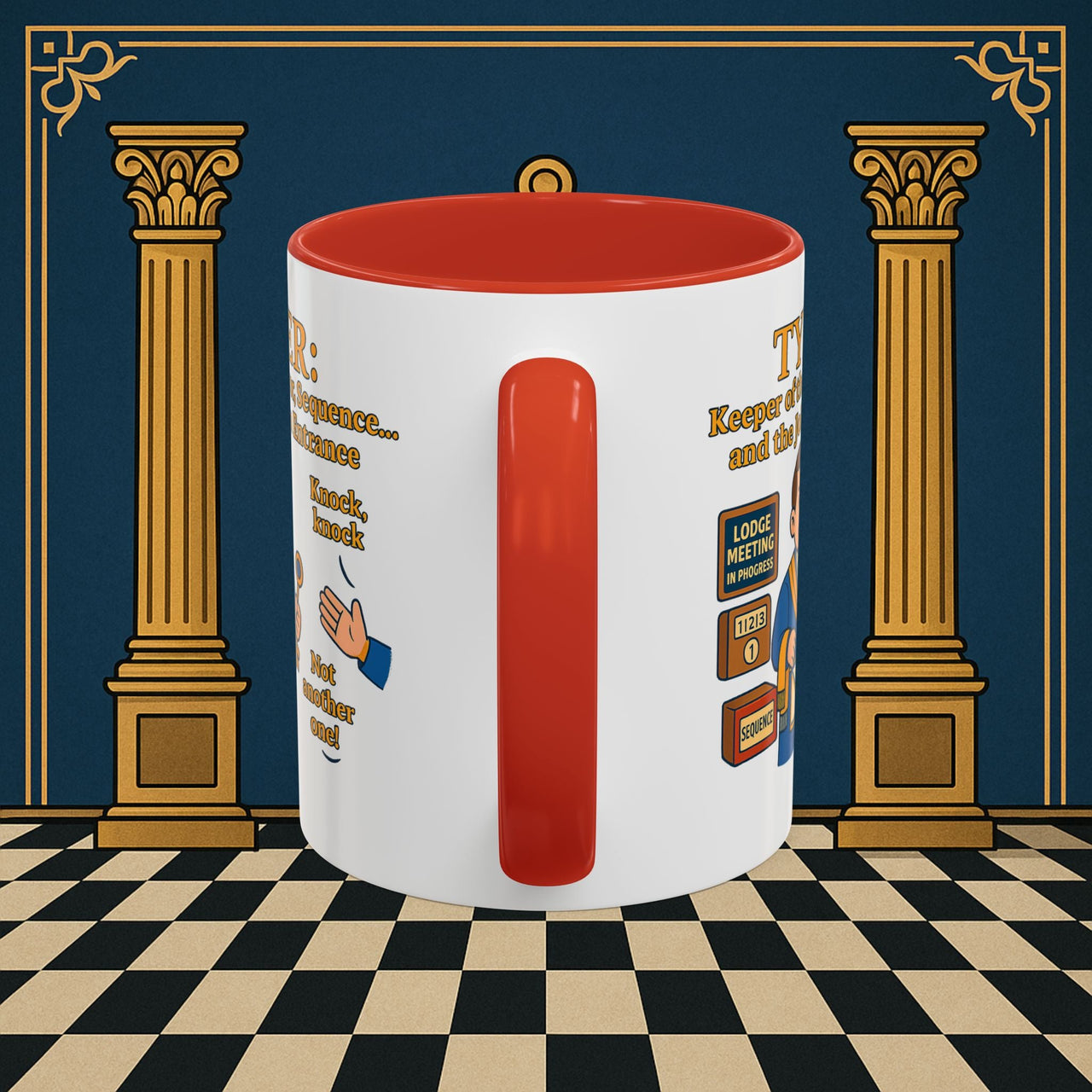 Masonic Mugs - Tyler's Doorway Dilemma - Tyler Printify