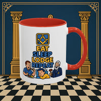 Masonic Mugs Ready to Go – Eat Sleep Lodge Repeat (Accent Coloured 11oz Mug) Printify