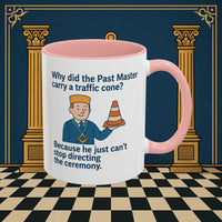 Masonic Mugs Ready to Go – Past Master with a Traffic Cone (Accent Coloured 11oz Mug) Printify