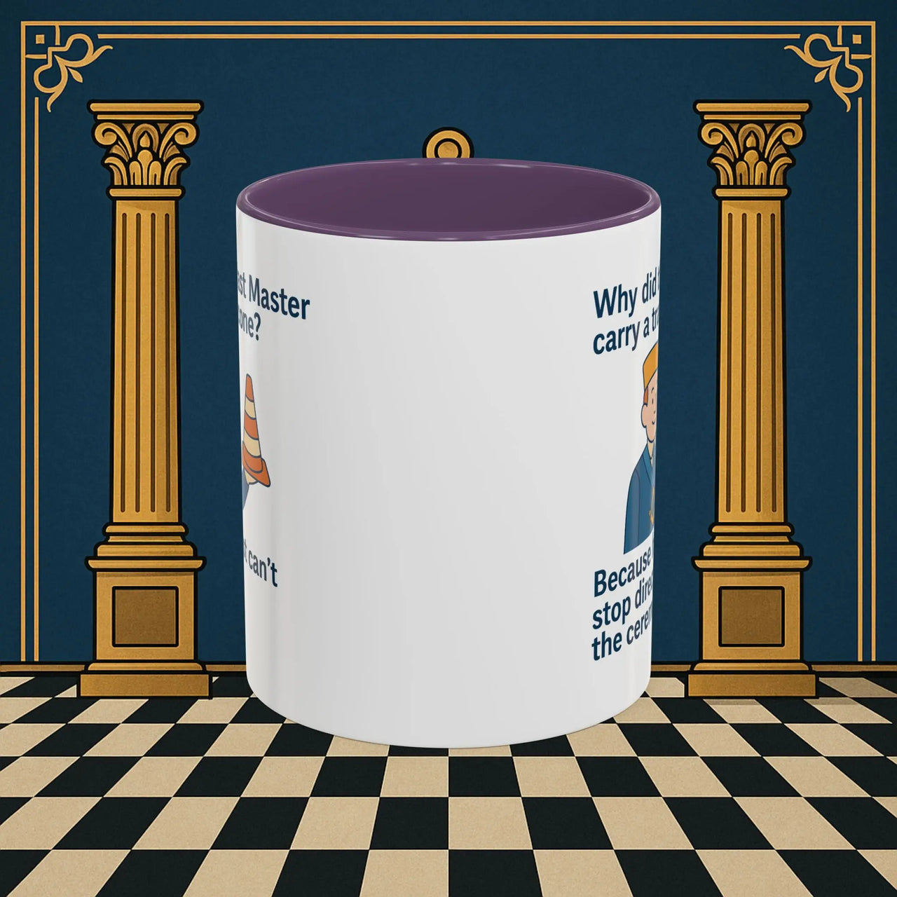 Masonic Mugs Ready to Go – Past Master with a Traffic Cone (Accent Coloured 11oz Mug) Printify
