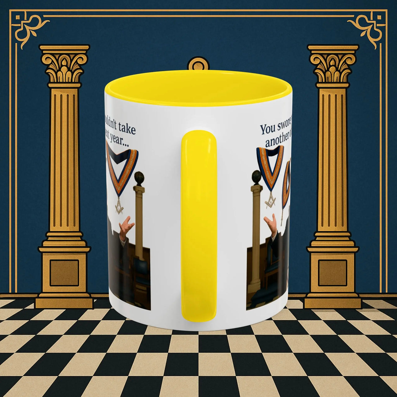 Masonic Mugs Ready to Go – Another Office? Go On Then… (Accent Coloured 11oz Mug) Printify