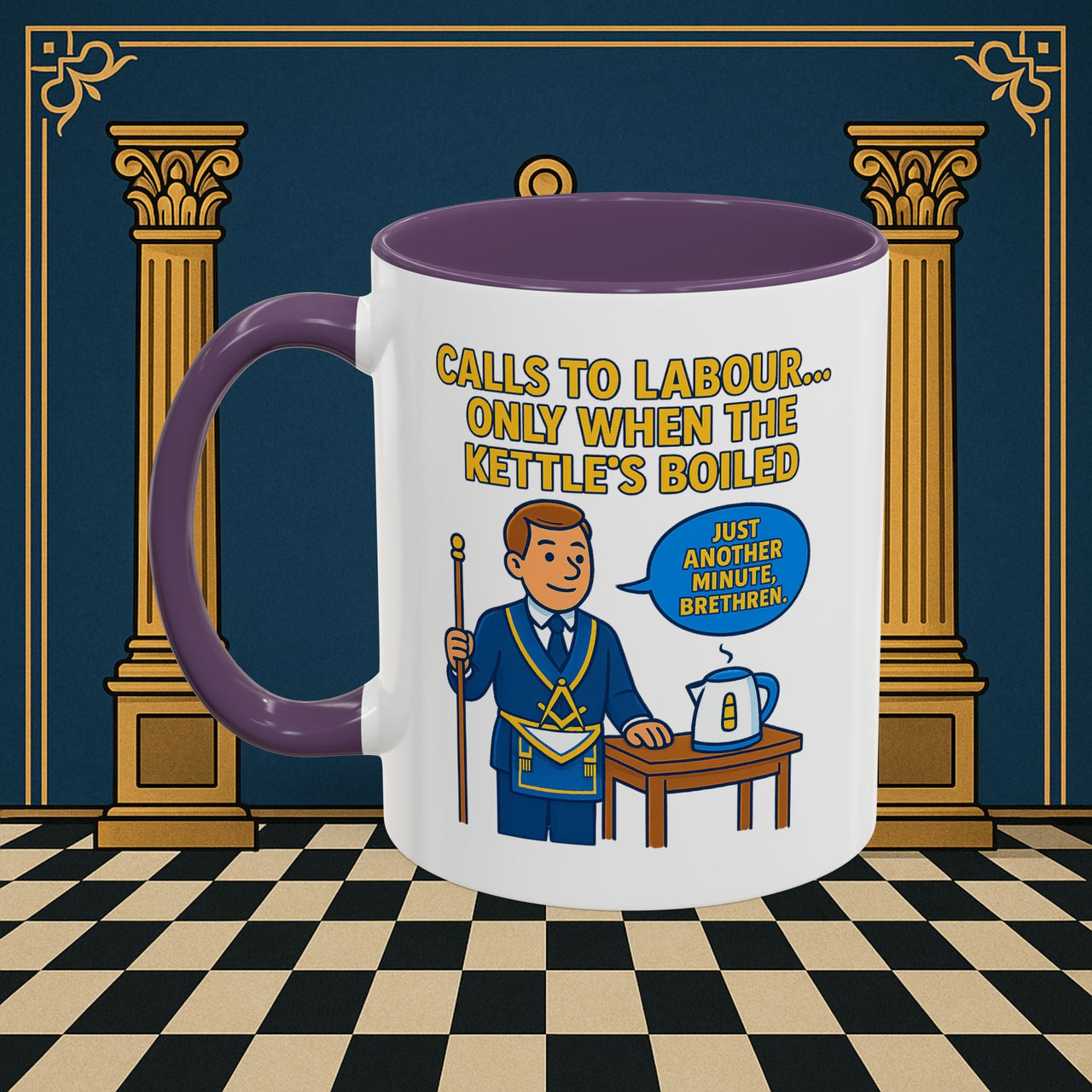 Masonic Mugs - Masonic Tea Break: Fraternal Humor in Comic Book Style, Junior Warden Printify