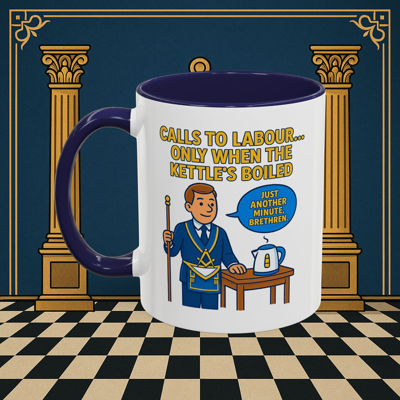 Masonic Mugs - Masonic Tea Break: Fraternal Humor in Comic Book Style, Junior Warden Printify