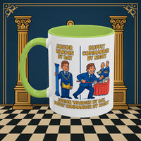 Masonic Mugs - Day/Night Professional: Dual Persona Comic Illustration, Junior Warden Printify