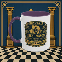 Masonic Mugs – Behind Every Great Mason (Accent Coloured 11oz Mug) Printify