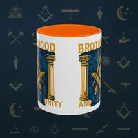 Masonic Mugs Ready to Go – Brotherhood and Unity (Accent Coloured 11oz Mug) Printify