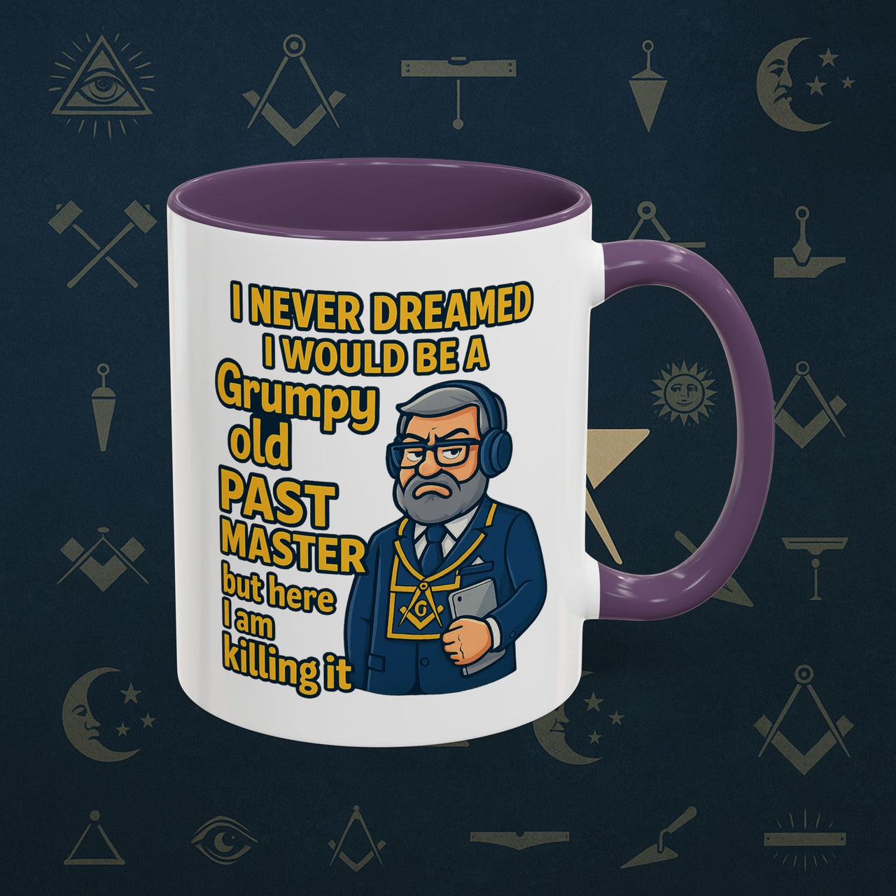 Masonic Mugs – Grumpy Old Past Master (Accent Coloured 11oz Mug) Printify
