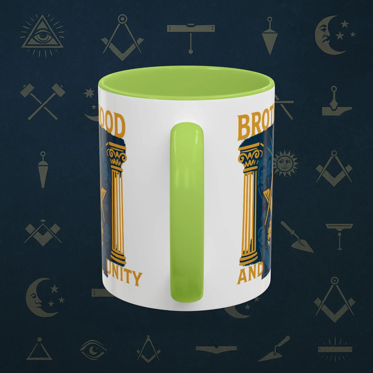 Masonic Mugs Ready to Go – Brotherhood and Unity (Accent Coloured 11oz Mug) Printify
