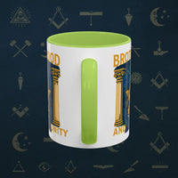 Masonic Mugs Ready to Go – Brotherhood and Unity (Accent Coloured 11oz Mug) Printify