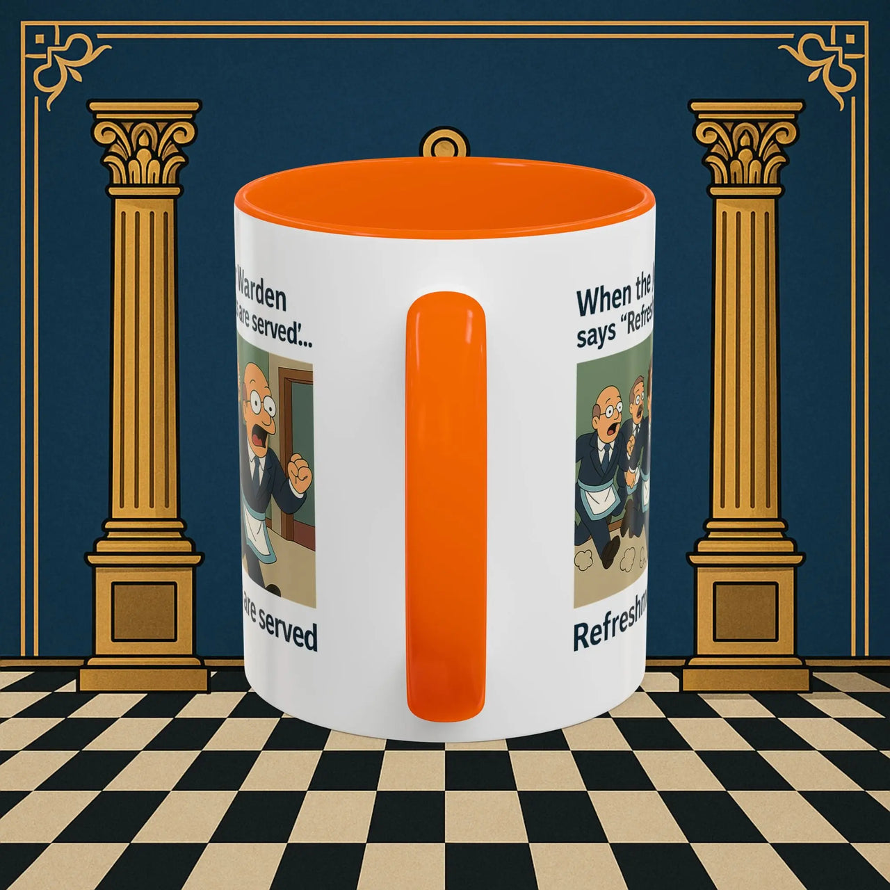 Masonic Mugs Ready to Go – Refreshments Are Served (Accent Coloured 11oz Mug) Printify