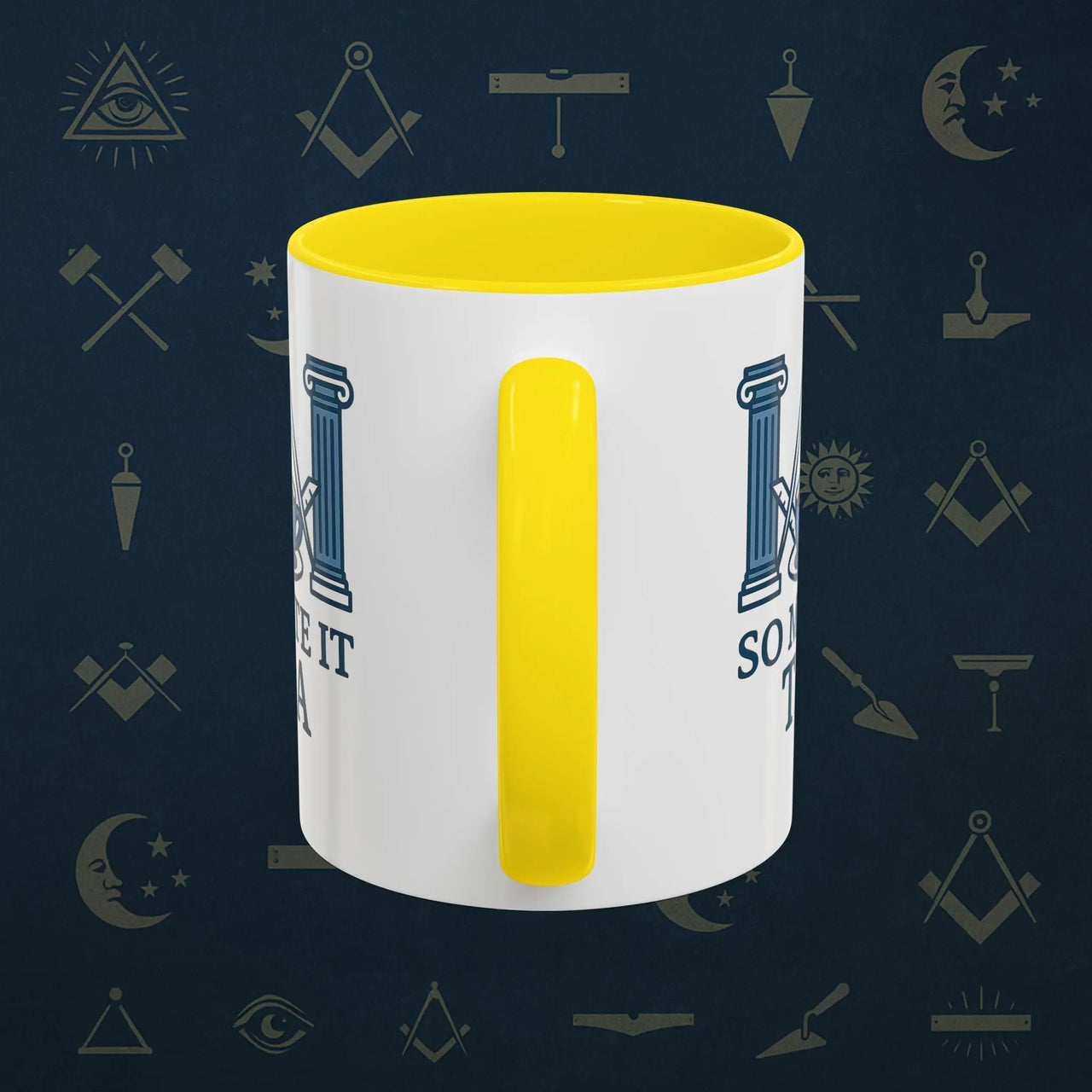 Masonic Mugs Ready to Go – So Mote It Tea (Accent Coloured 11oz Mug) Printify