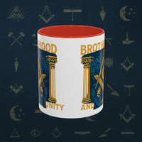Masonic Mugs Ready to Go – Brotherhood and Unity (Accent Coloured 11oz Mug) Printify