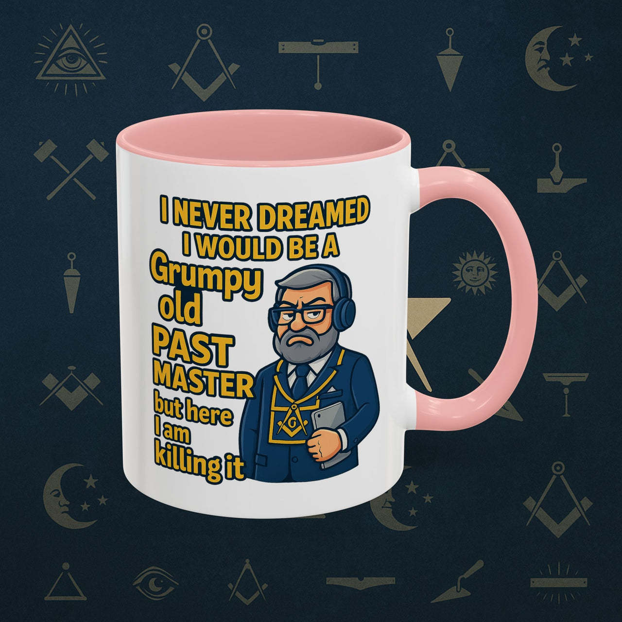 Masonic Mugs – Grumpy Old Past Master (Accent Coloured 11oz Mug) Printify