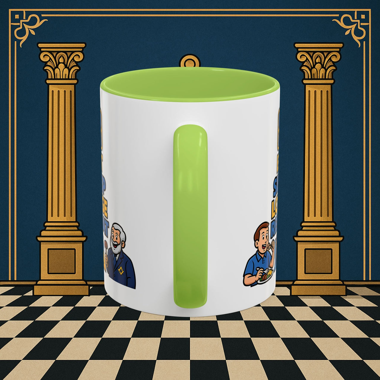 Masonic Mugs Ready to Go – Eat Sleep Lodge Repeat (Accent Coloured 11oz Mug) Printify