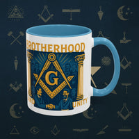Masonic Mugs Ready to Go – Brotherhood and Unity (Accent Coloured 11oz Mug) Printify