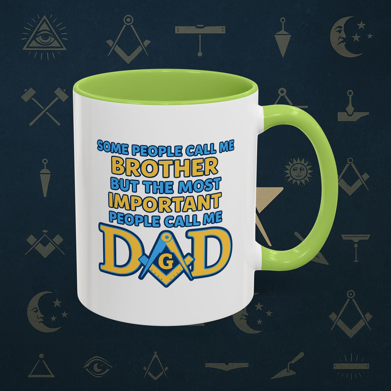 Masonic Mugs Ready to Go – Brother and Dad (Accent Coloured 11oz Mug) Printify