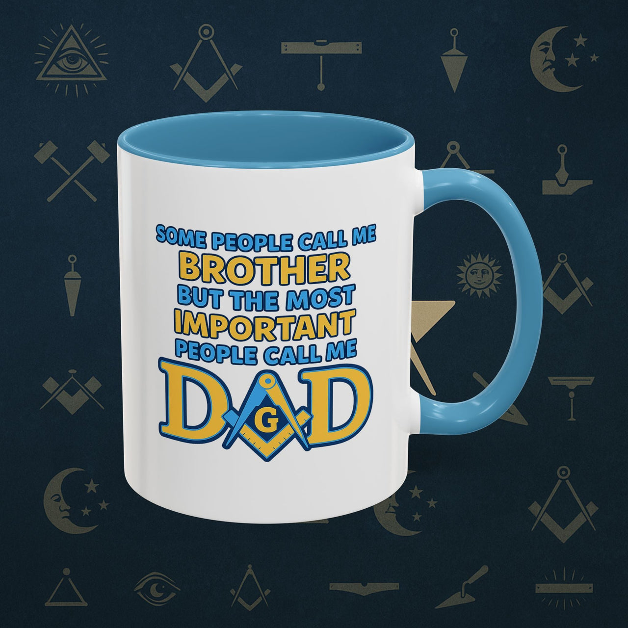 Masonic Mugs Ready to Go – Brother and Dad (Accent Coloured 11oz Mug) Printify