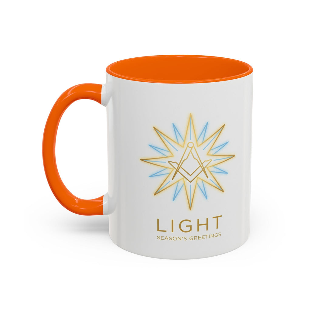 Light Season's Greetings Accent Coffee Mug — Holiday Star Emblem Masonic Mugs