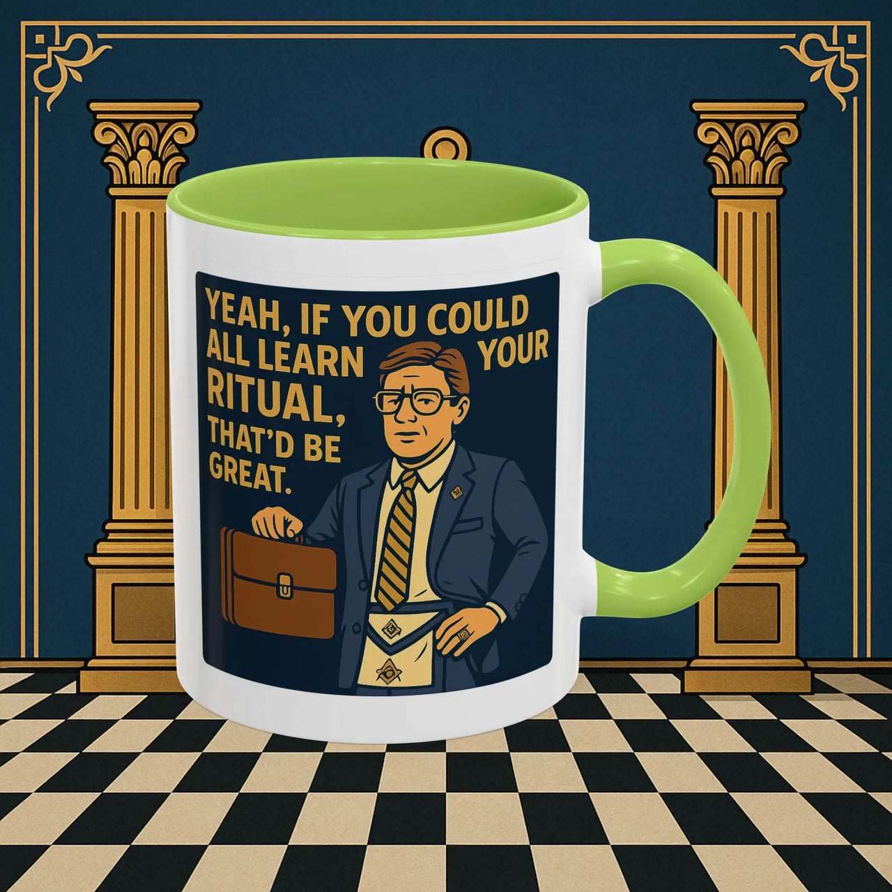 Masonic Mugs Ready to Go – Learn Your Ritual (Accent Coloured 11oz Mug) Printify