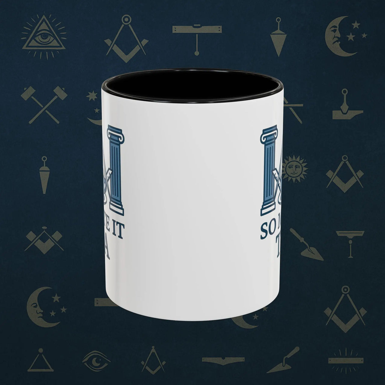 Masonic Mugs Ready to Go – So Mote It Tea (Accent Coloured 11oz Mug) Printify