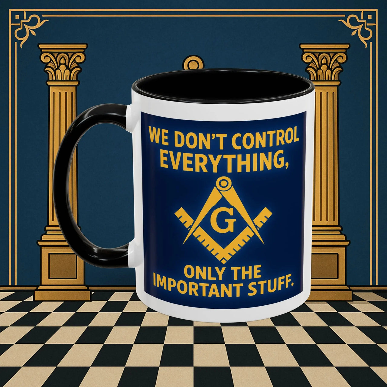 Masonic Mugs Ready to Go – Only the Important Stuff (Accent Coloured 11oz Mug) Printify
