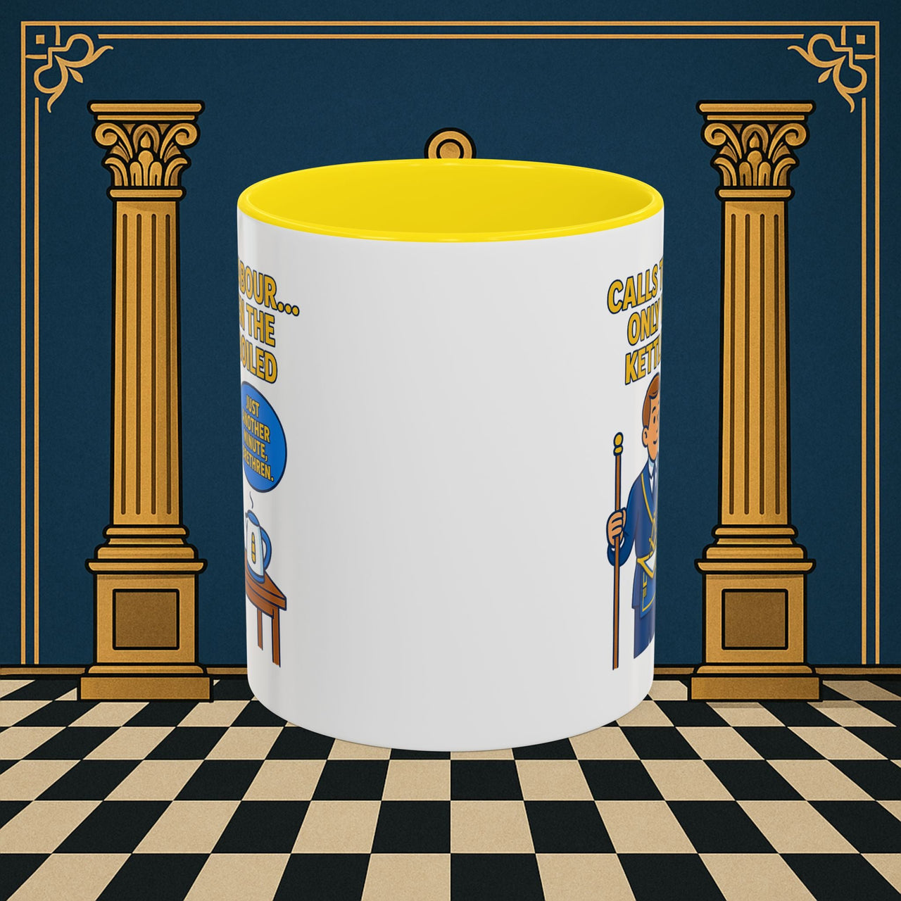 Masonic Mugs - Masonic Tea Break: Fraternal Humor in Comic Book Style, Junior Warden Printify