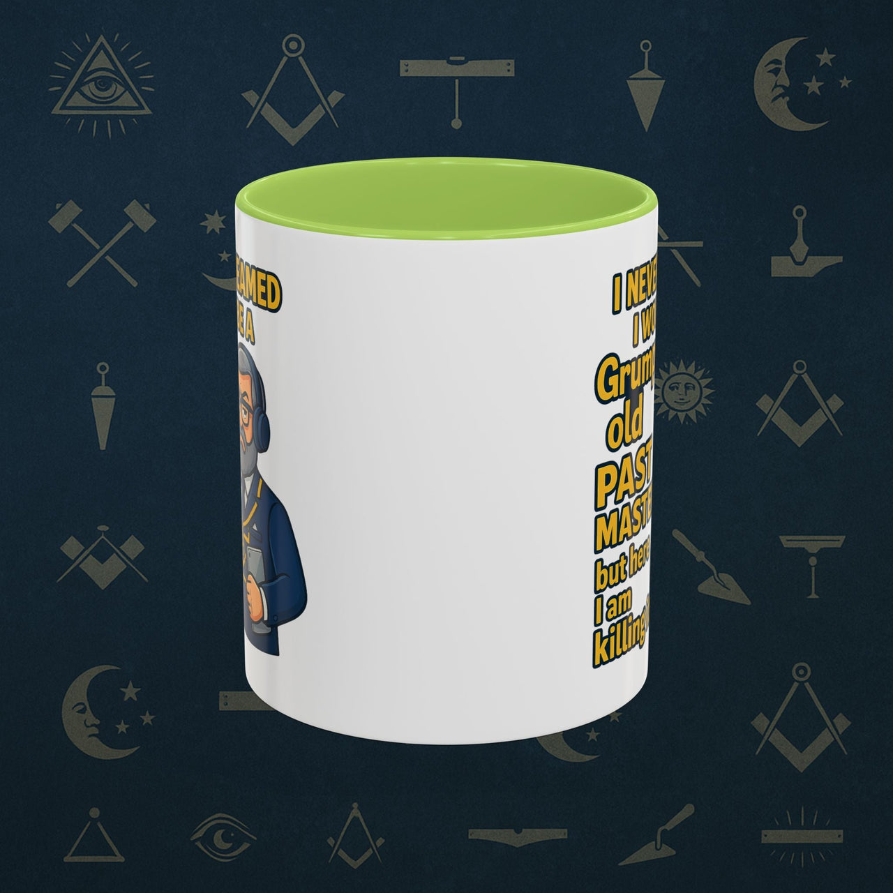 Masonic Mugs – Grumpy Old Past Master (Accent Coloured 11oz Mug) Printify