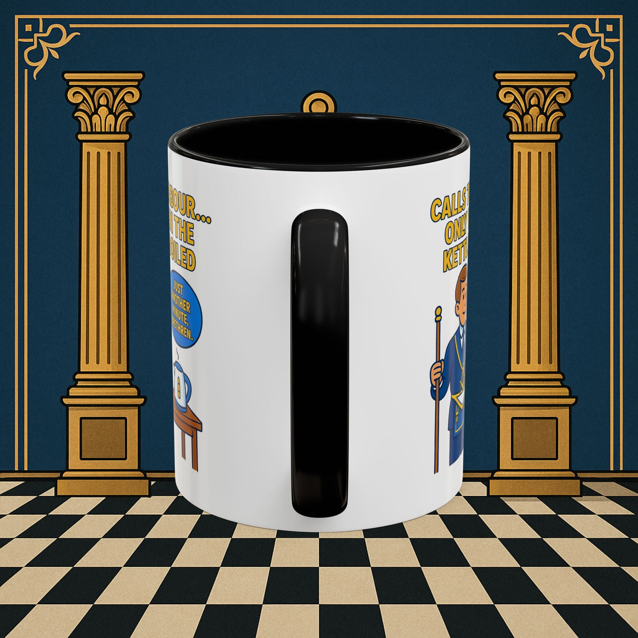 Masonic Mugs - Masonic Tea Break: Fraternal Humor in Comic Book Style, Junior Warden Printify