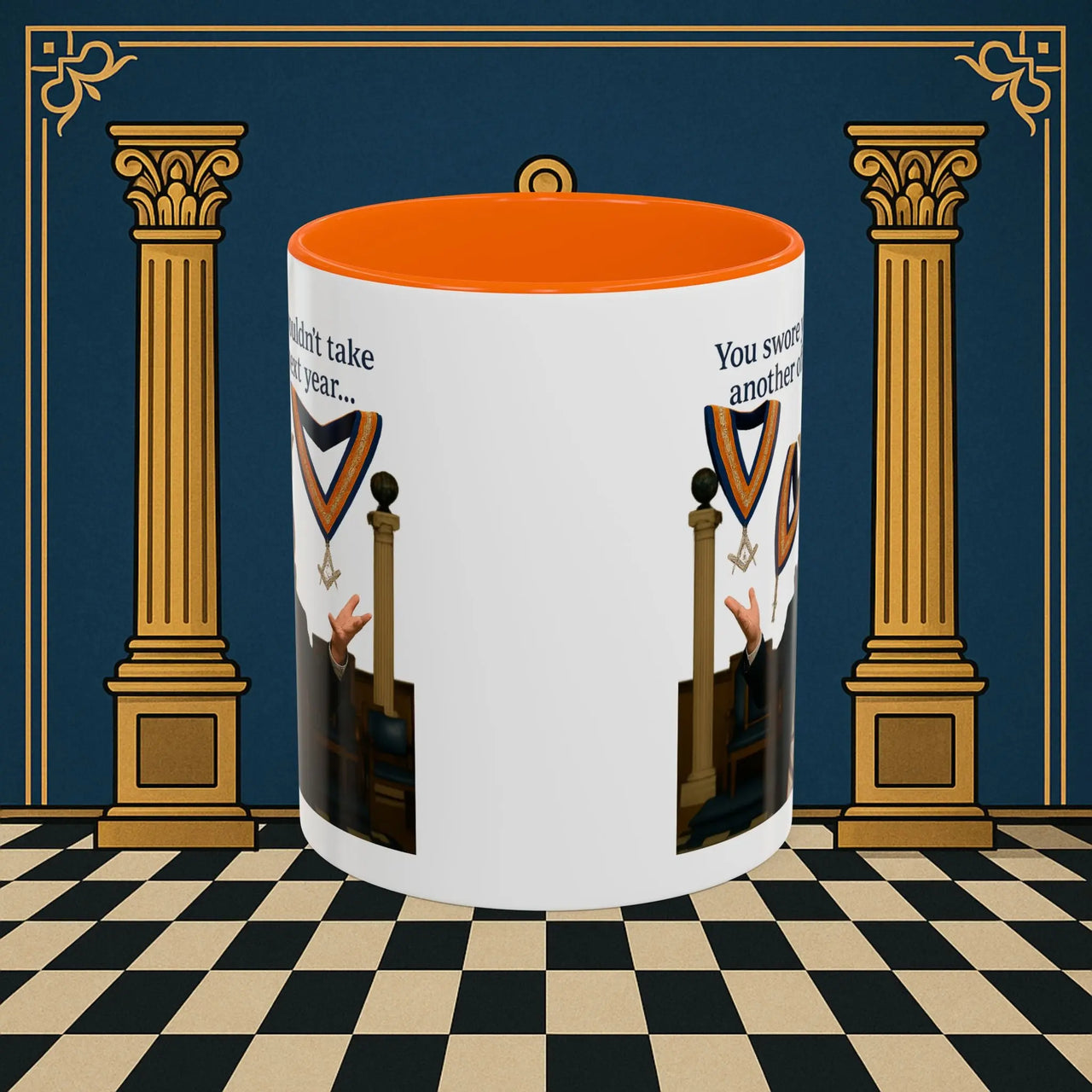 Masonic Mugs Ready to Go – Another Office? Go On Then… (Accent Coloured 11oz Mug) Printify