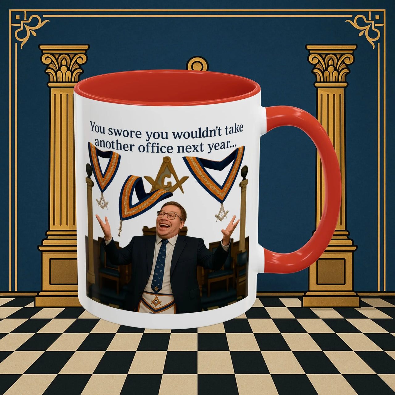 Masonic Mugs Ready to Go – Another Office? Go On Then… (Accent Coloured 11oz Mug) Printify