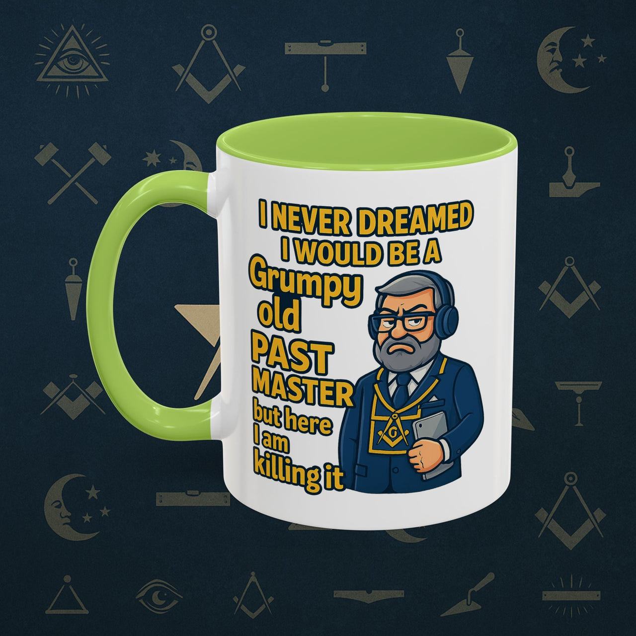 Masonic Mugs – Grumpy Old Past Master (Accent Coloured 11oz Mug) Printify