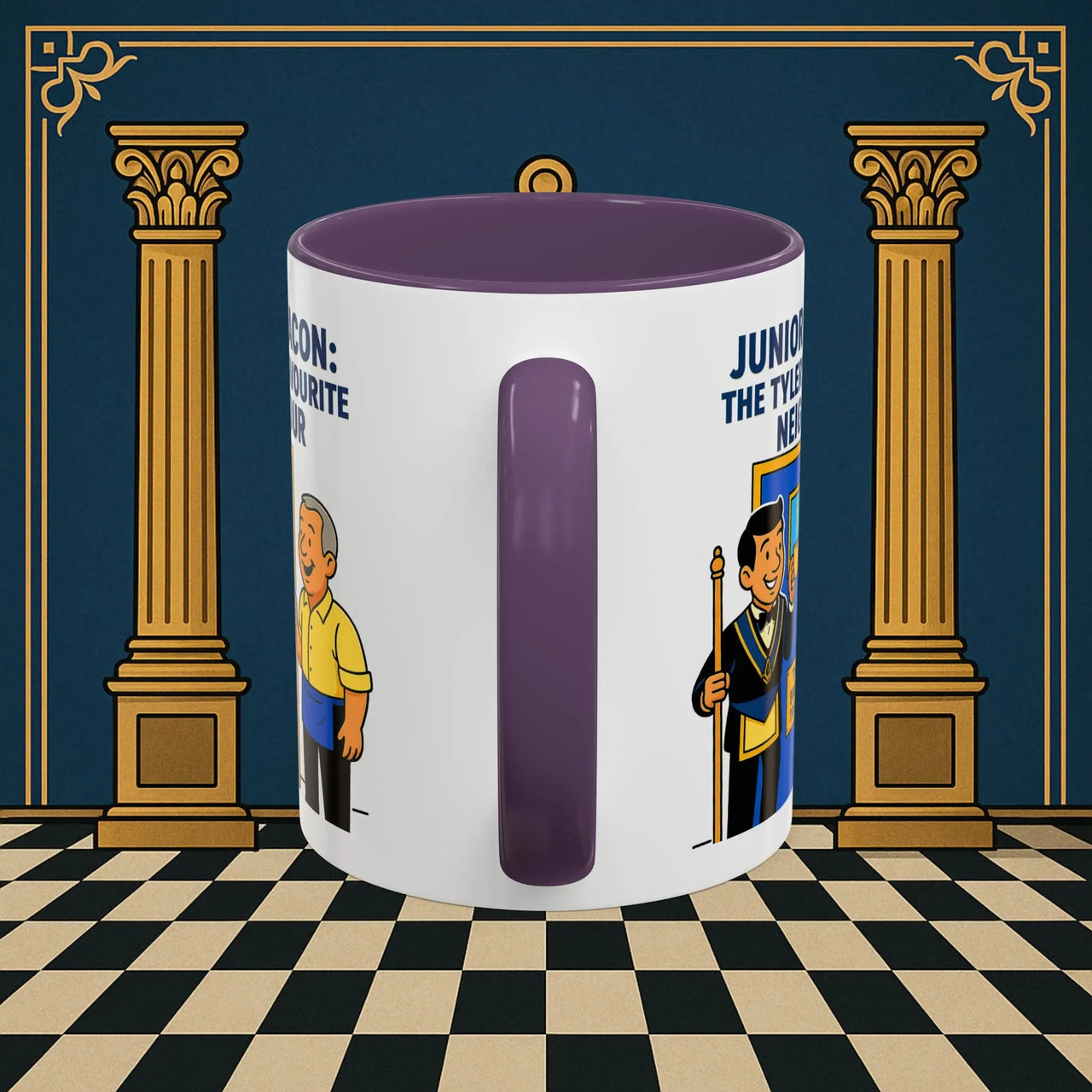 Masonic Mugs - Junior Deacon: Tea Break Truce, Masonic Brotherhood Cartoon, Junior Deacon Printify