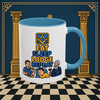 Masonic Mugs Ready to Go – Eat Sleep Lodge Repeat (Accent Coloured 11oz Mug) Printify