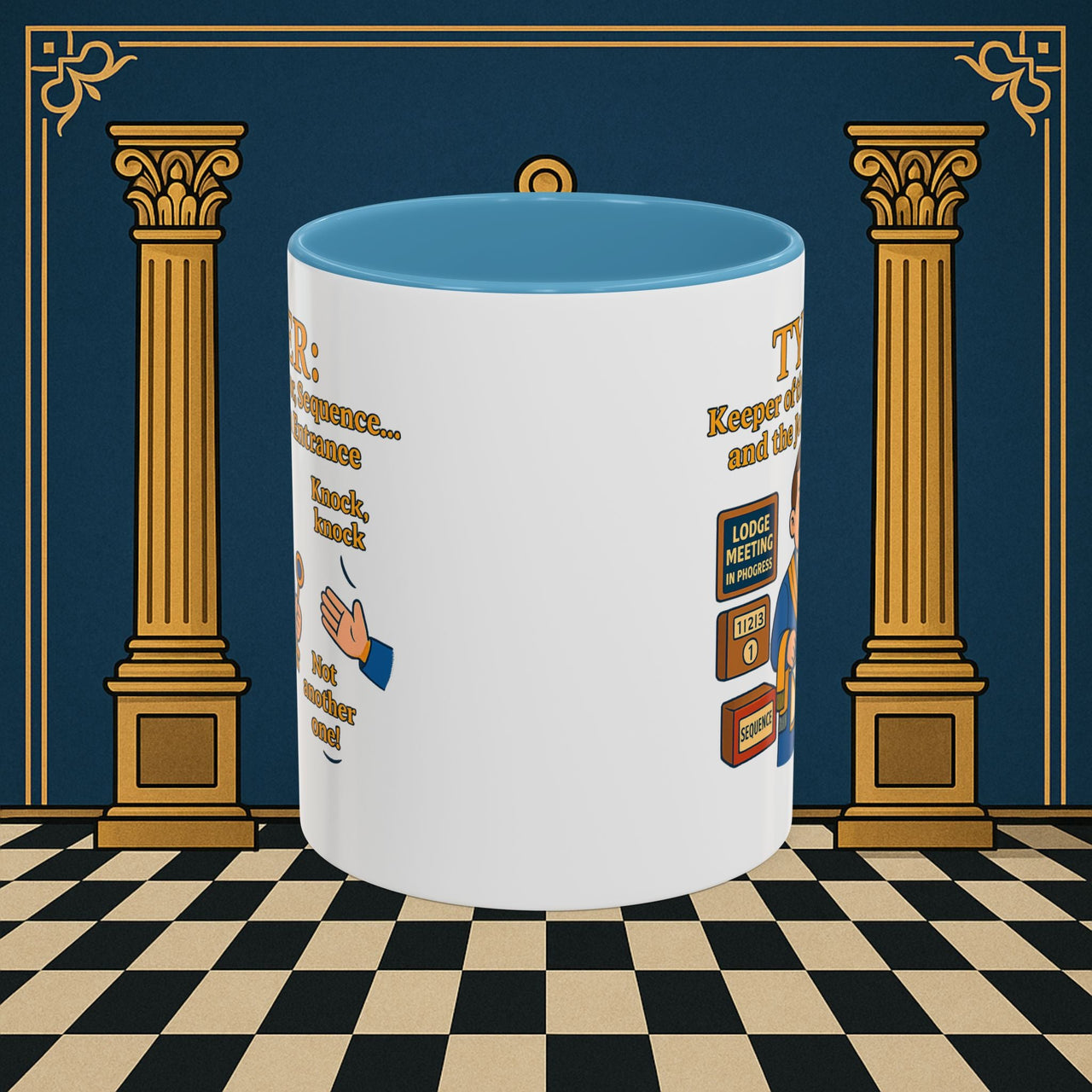 Masonic Mugs - Tyler's Doorway Dilemma - Tyler Printify