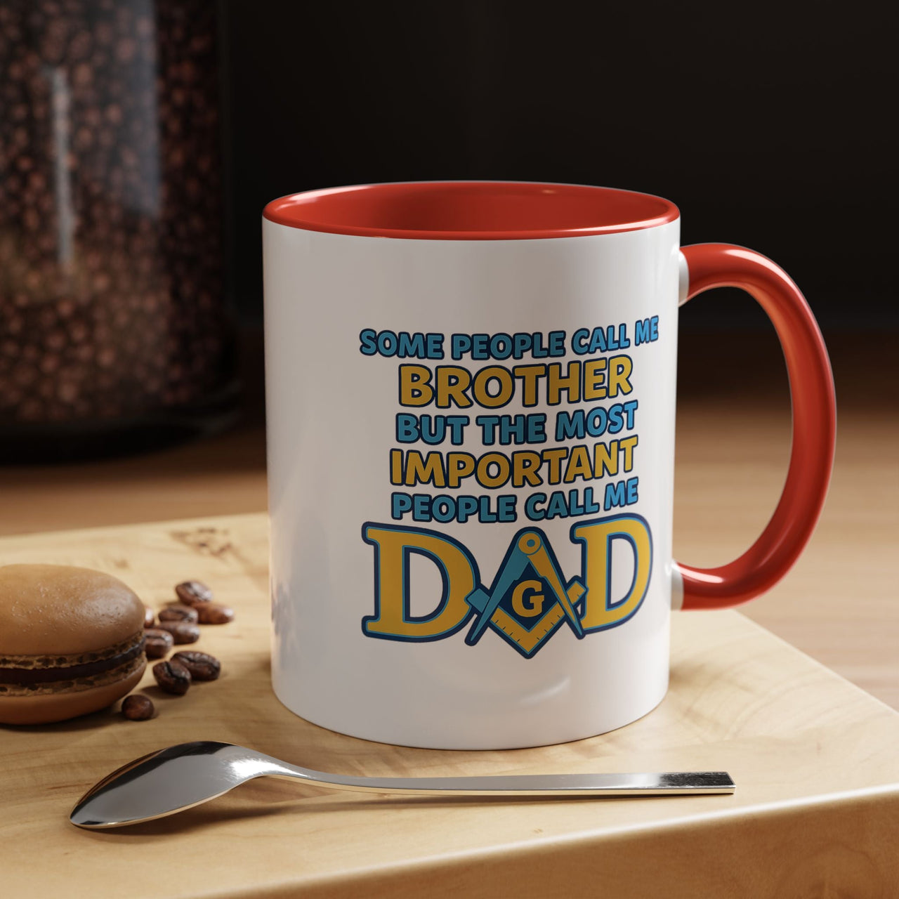 Masonic Mugs Ready to Go – Brother and Dad (Accent Coloured 11oz Mug) Printify