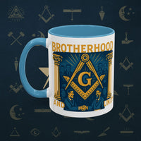 Masonic Mugs Ready to Go – Brotherhood and Unity (Accent Coloured 11oz Mug) Printify